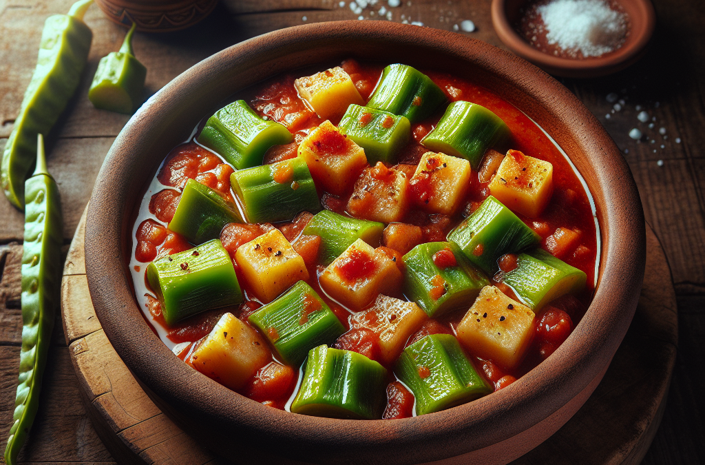 Nopales en salsa roja con papas