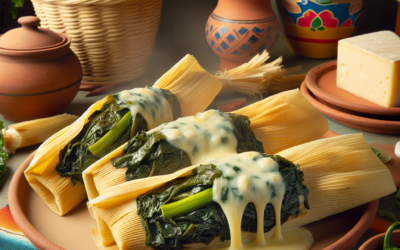 Tamales de acelga con queso oaxaca