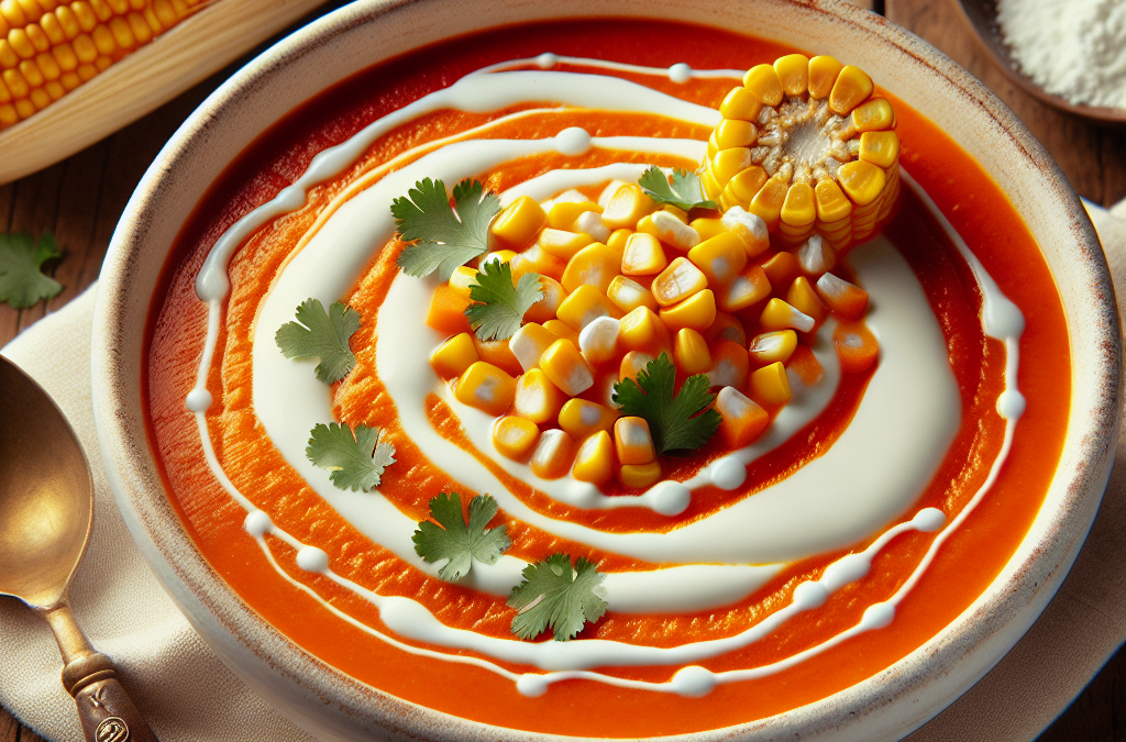 Sopa de zanahoria y elote con crema