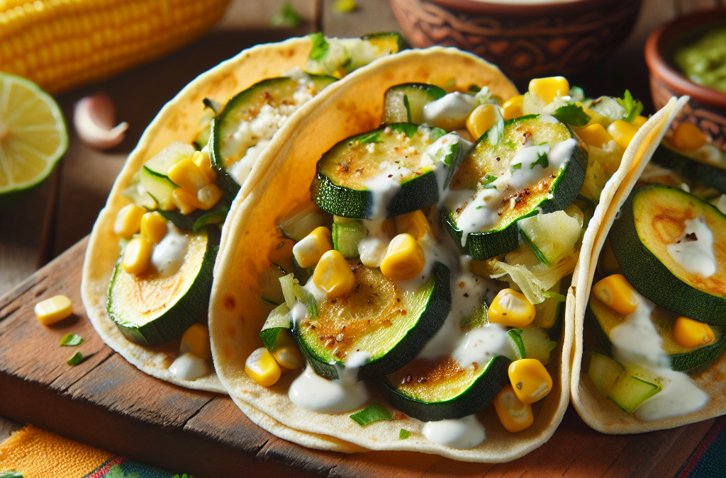 Tacos de calabacitas con elote y crema