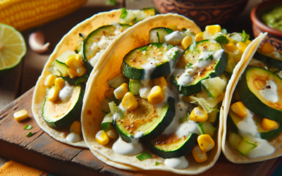 Tacos de calabacitas con elote y crema