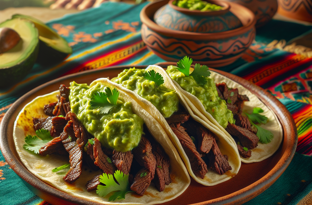 Tacos de arrachera con guacamole