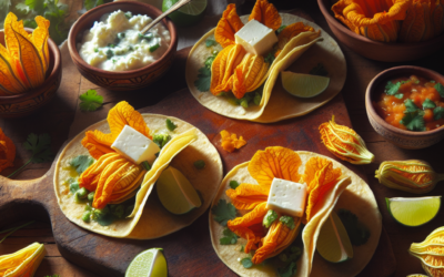 Tacos de flor de calabaza con queso panela