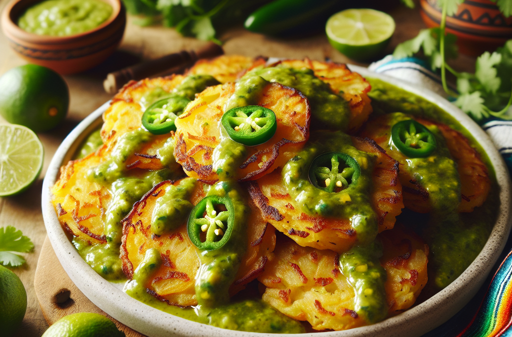 Tortitas de papa veganas con salsa verde