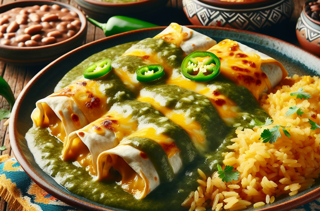 Enchiladas de queso con salsa verde