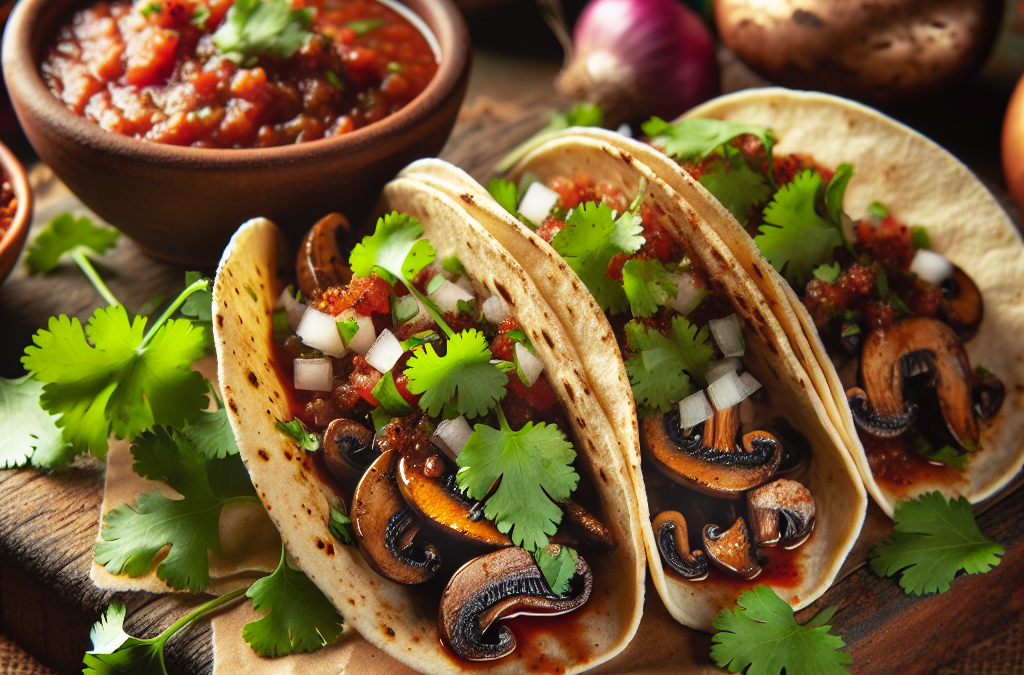 Tacos de setas con salsa de chipotle