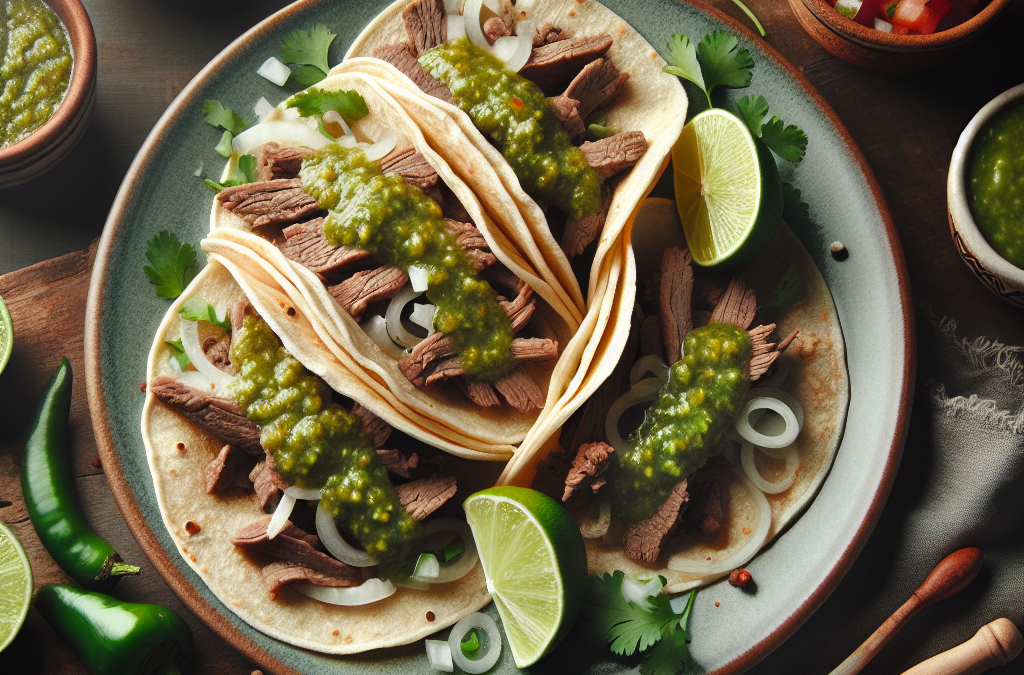 Tacos de lengua con salsa verde