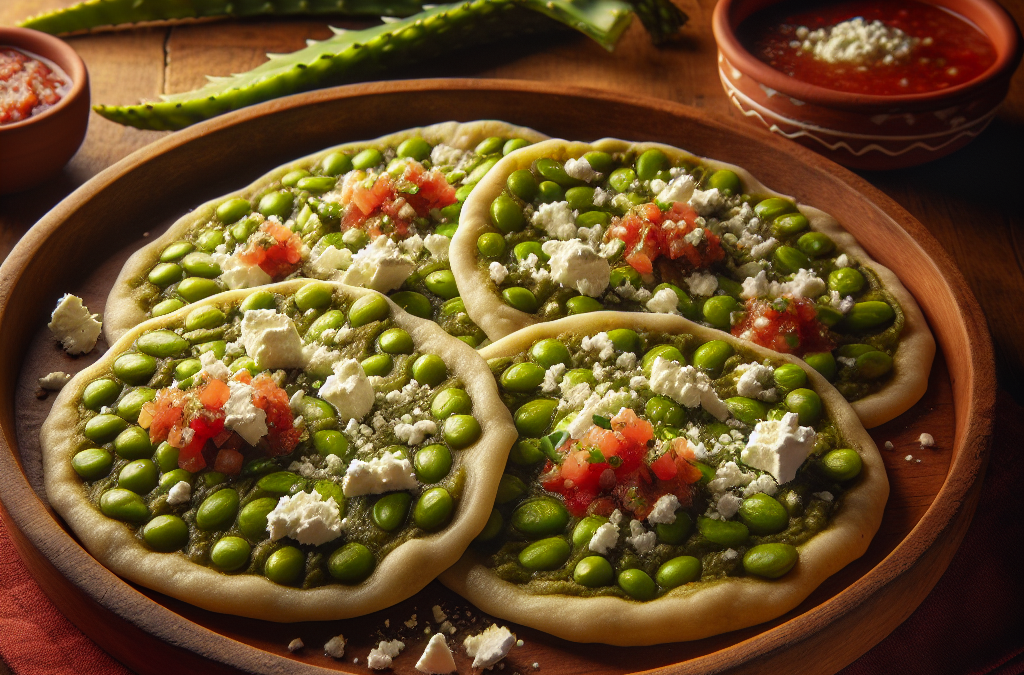 Tlacoyos de alverjón con nopales