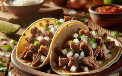 Tacos de cabeza al vapor con cebolla y cilantro