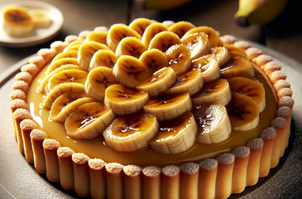 Tarta de plátano con crema pastelera