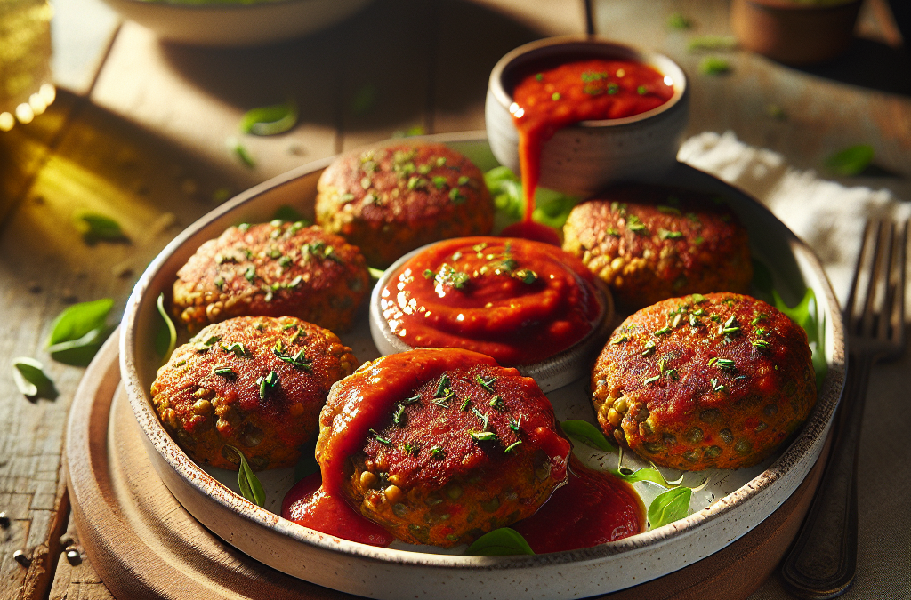 Tortitas de lentejas con salsa de jitomate