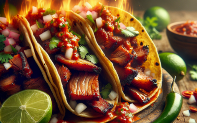 Tacos de adobada con salsa de habanero