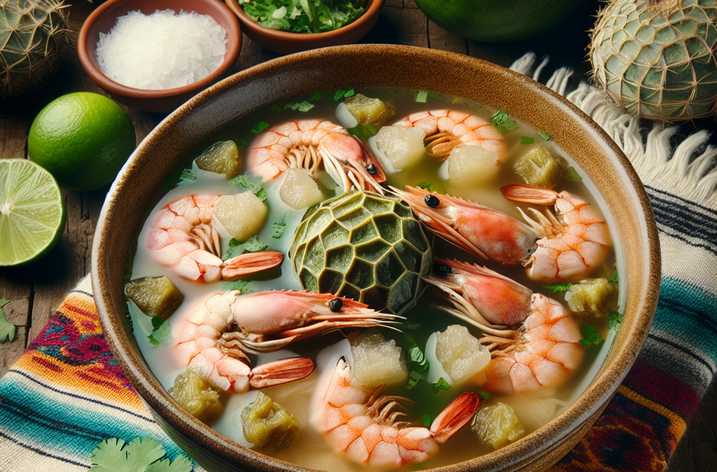 Sopa de camarones secos con nopales