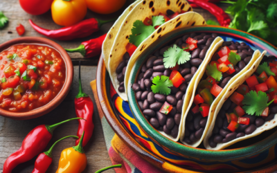 Tacos de frijol negro con salsa de habanero