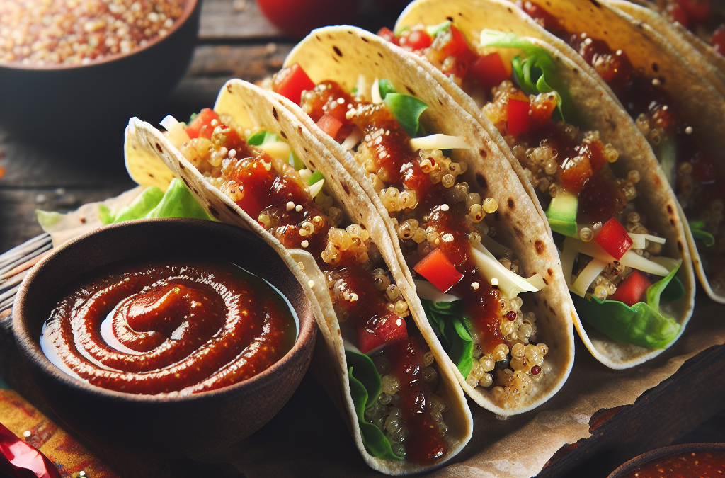 Tacos de quinoa con salsa de chile morita