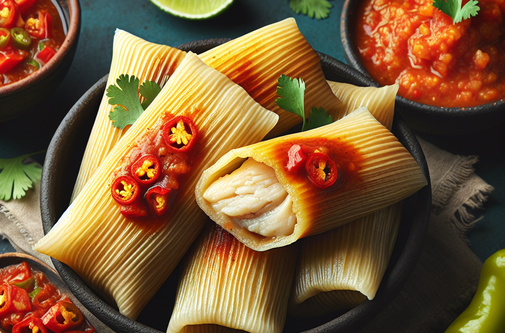 Tamales de pescado con salsa de habanero