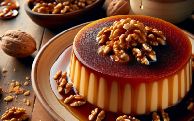 Flan de cajeta con nueces