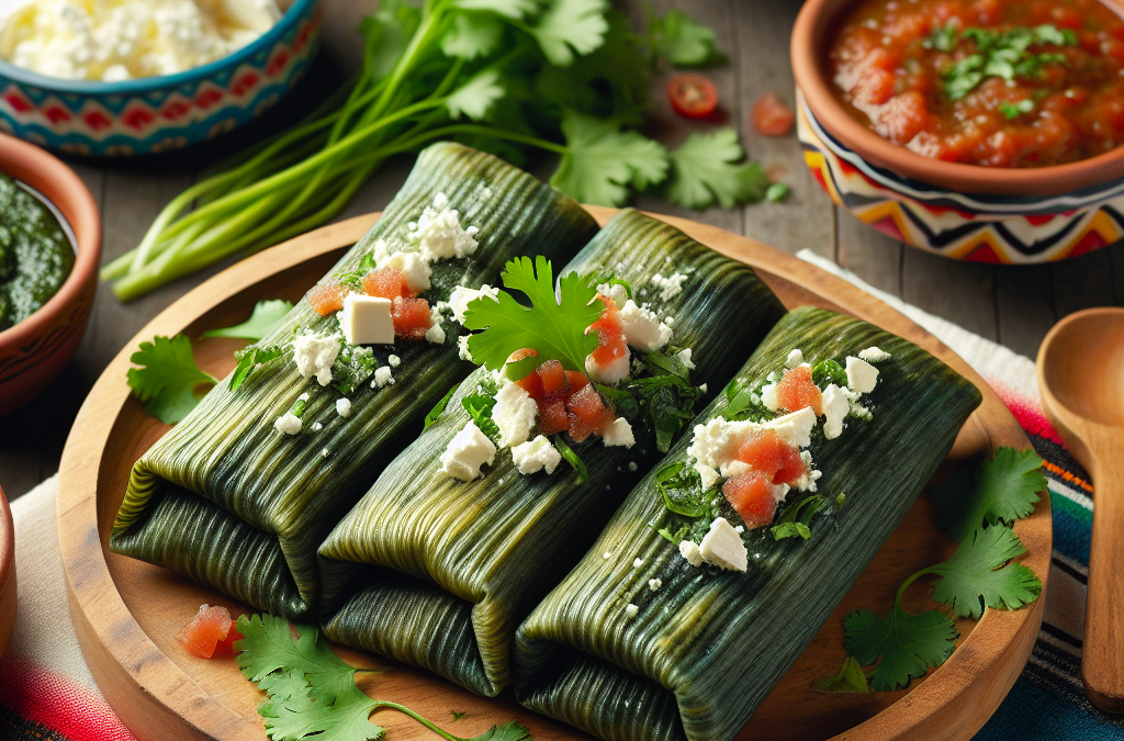 Tamales de espinacas con queso fresco