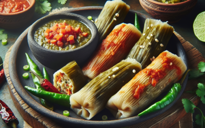 Tamales de nopal con salsa de chile morita