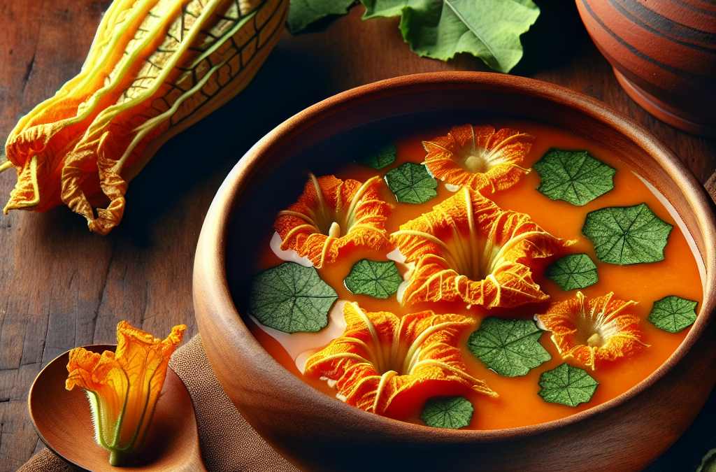 Sopa de flor de calabaza con epazote