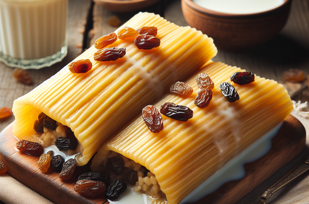 Tamales de arroz con leche y pasas