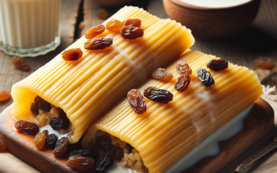 Tamales de arroz con leche y pasas