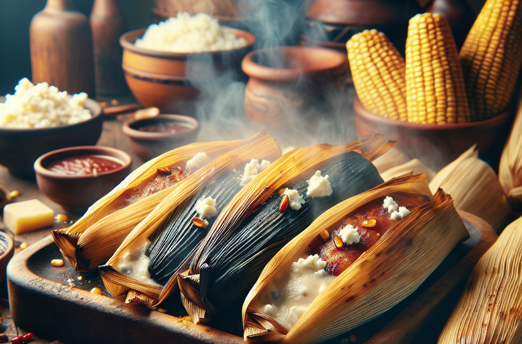 Tamales de huitlacoche con queso fresco