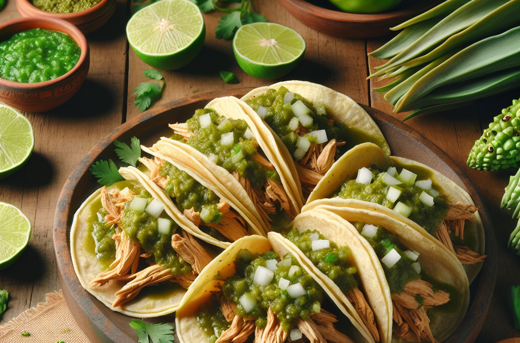 Tacos de pollo en salsa verde con nopales