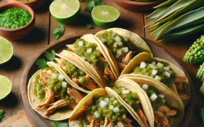 Tacos de pollo en salsa verde con nopales