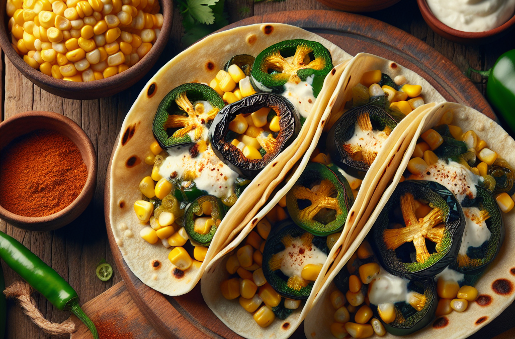 Tacos de rajas con crema y elote