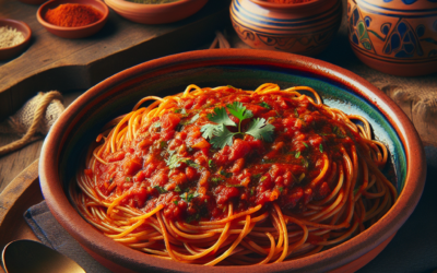 Espagueti rojo a la mexicana en salsa de tomate