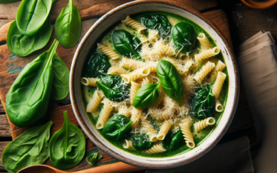 Sopa de pasta con espinacas